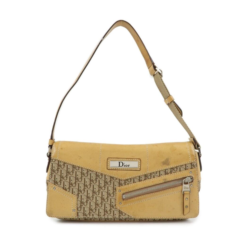 Christian Dior Trotter Oblique Shoulder Bag Beige